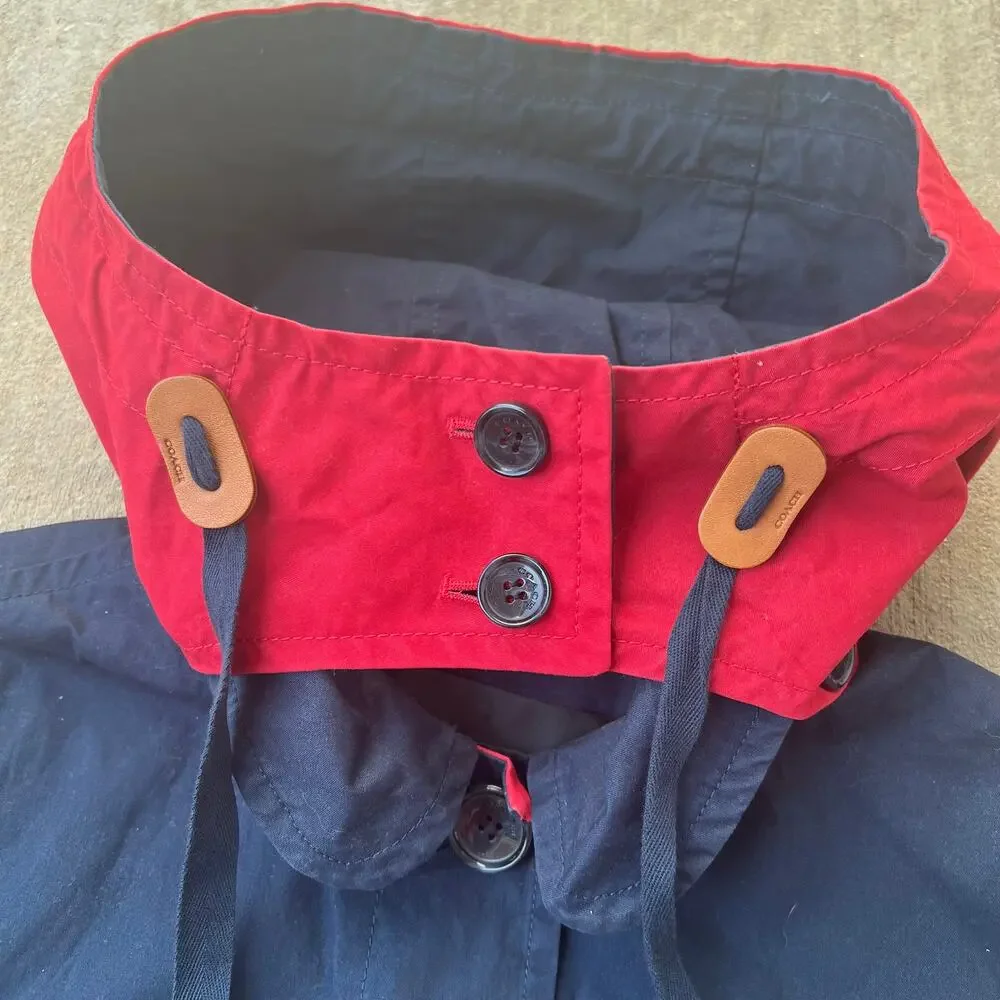 Coach 100% Cotton Colorblock Hooded Jacket Coat Sz M As-is